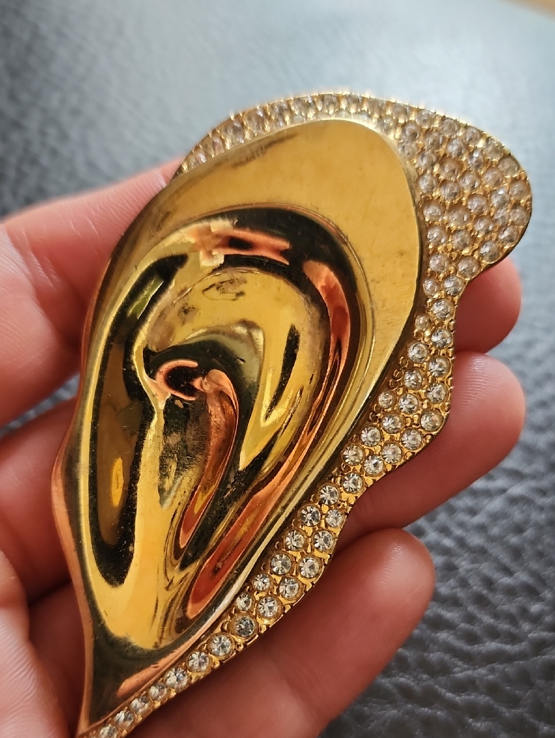 Vtg Mancuso And Sherman Gold Crystal Accent Women’s Brooch